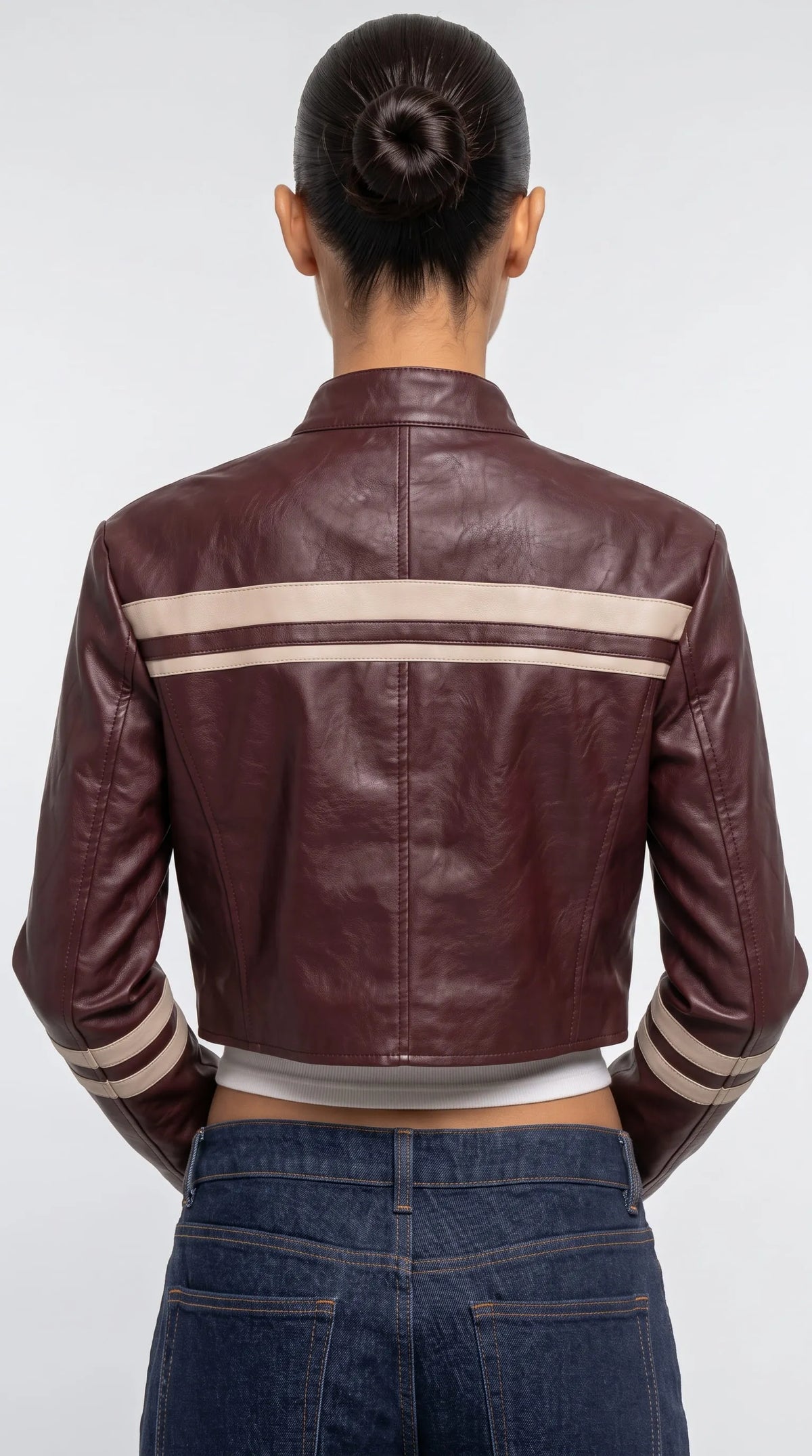 DARK BURGUNDY CAFE RACER LEATHER JACKET
