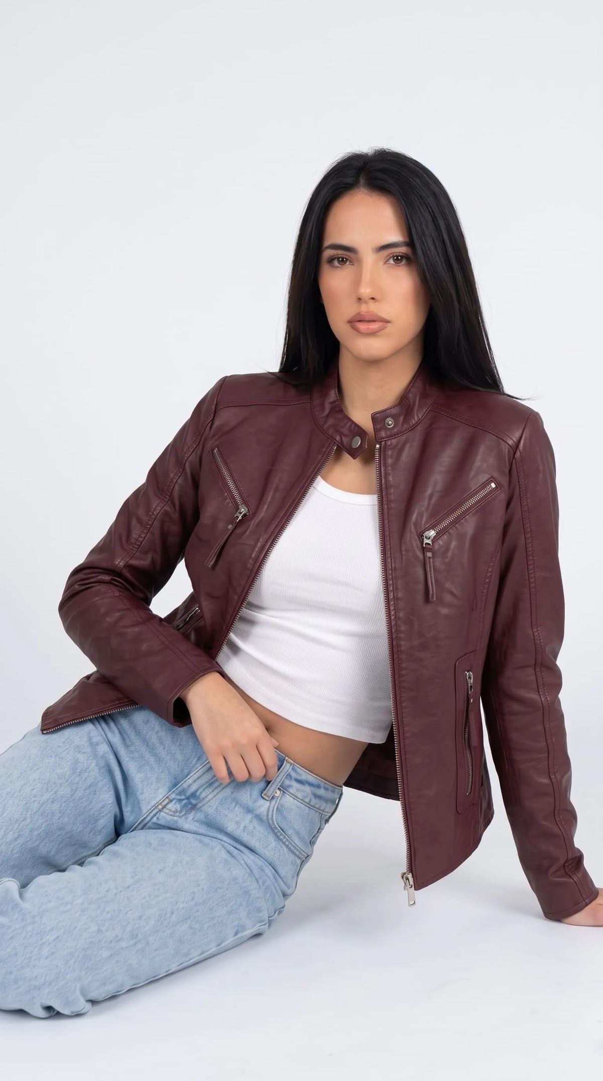 DARK RED VINE LEATHER JACKET