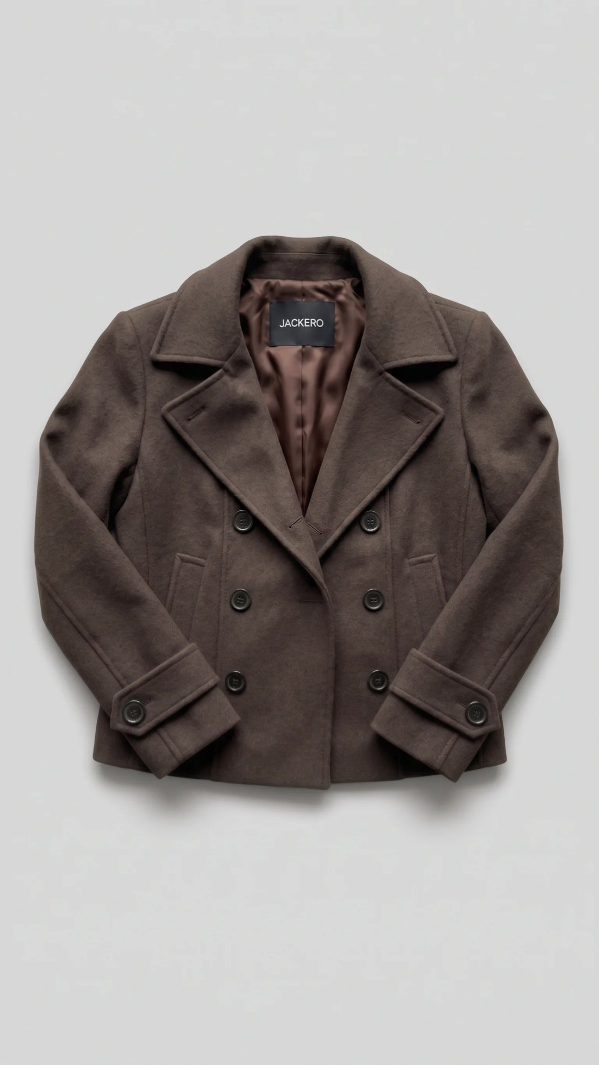 DARK BROWN WOOL SHORT PEA-COAT