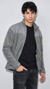 DARK GREY AND GREY SOFT SUEDE JACKET