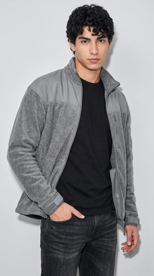 DARK GREY AND GREY SOFT SUEDE JACKET