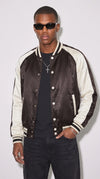 BLACK AND WHITE VARSITY JACKET