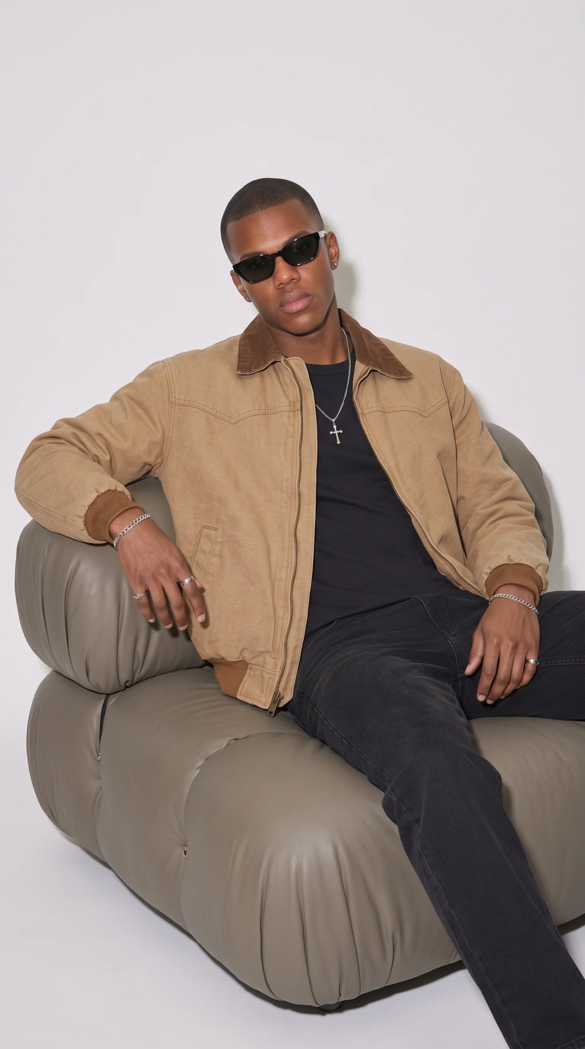 LIGHT BROWN SOFT-COTTON JACKET