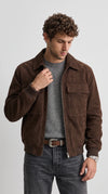 DARK CHOCOLATE BROWN BAGGY OVER-SIZE SUEDE JACKET