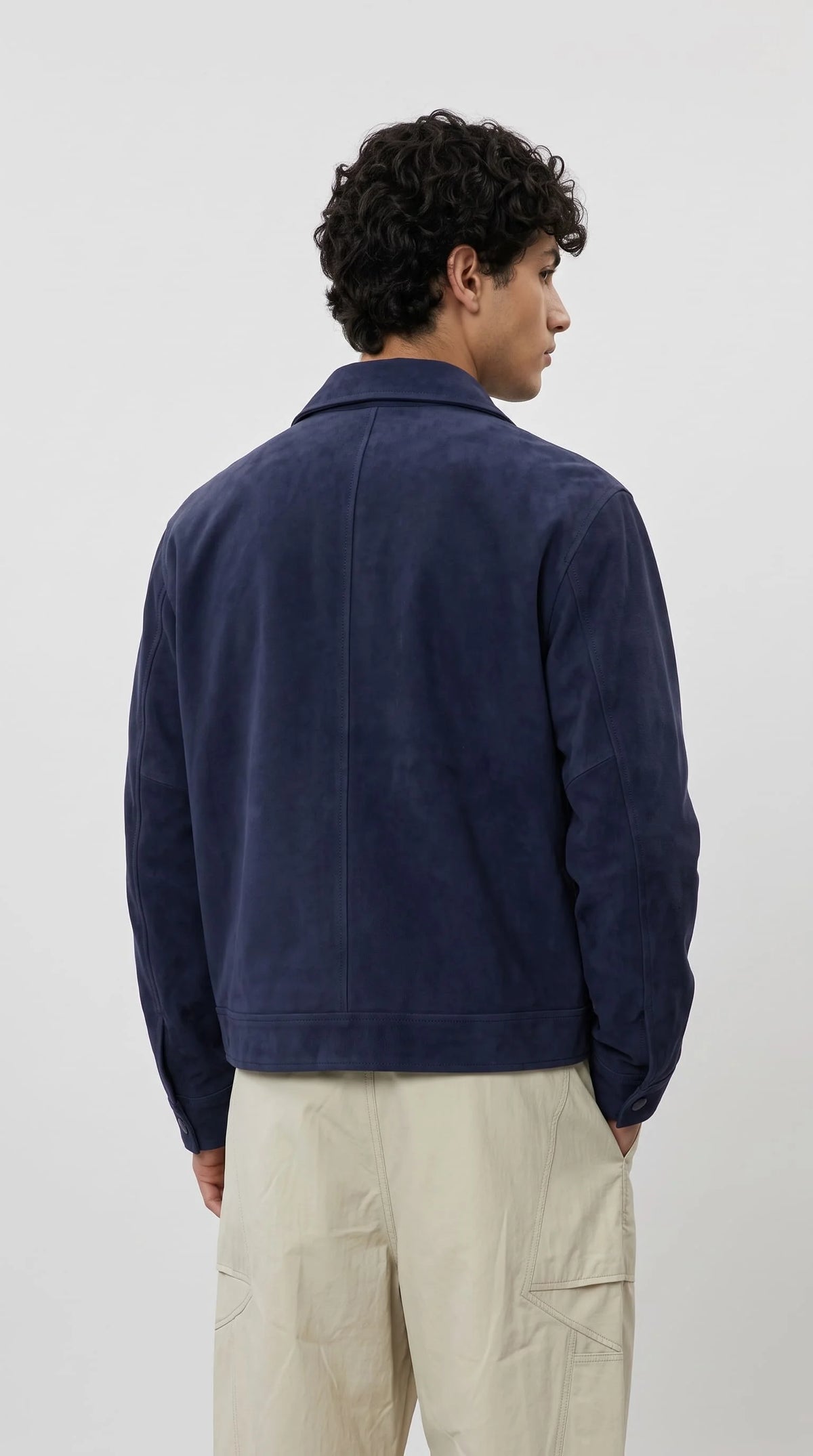 DARK NAVY BLUE SUEDE BOMBER JACKET