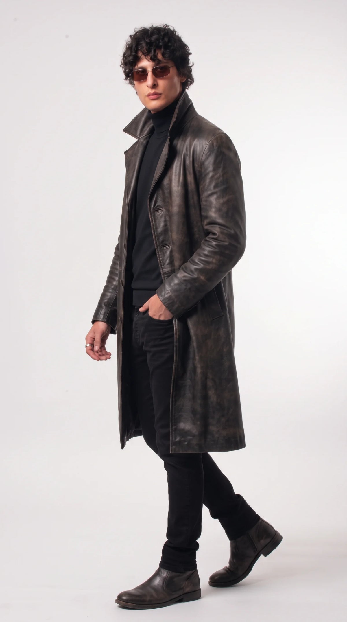 DARK CHOCOLATE BROWN LEATHER TRENCH COAT