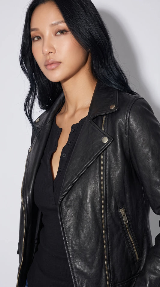 BLACK LEATHER BIKER JACKET