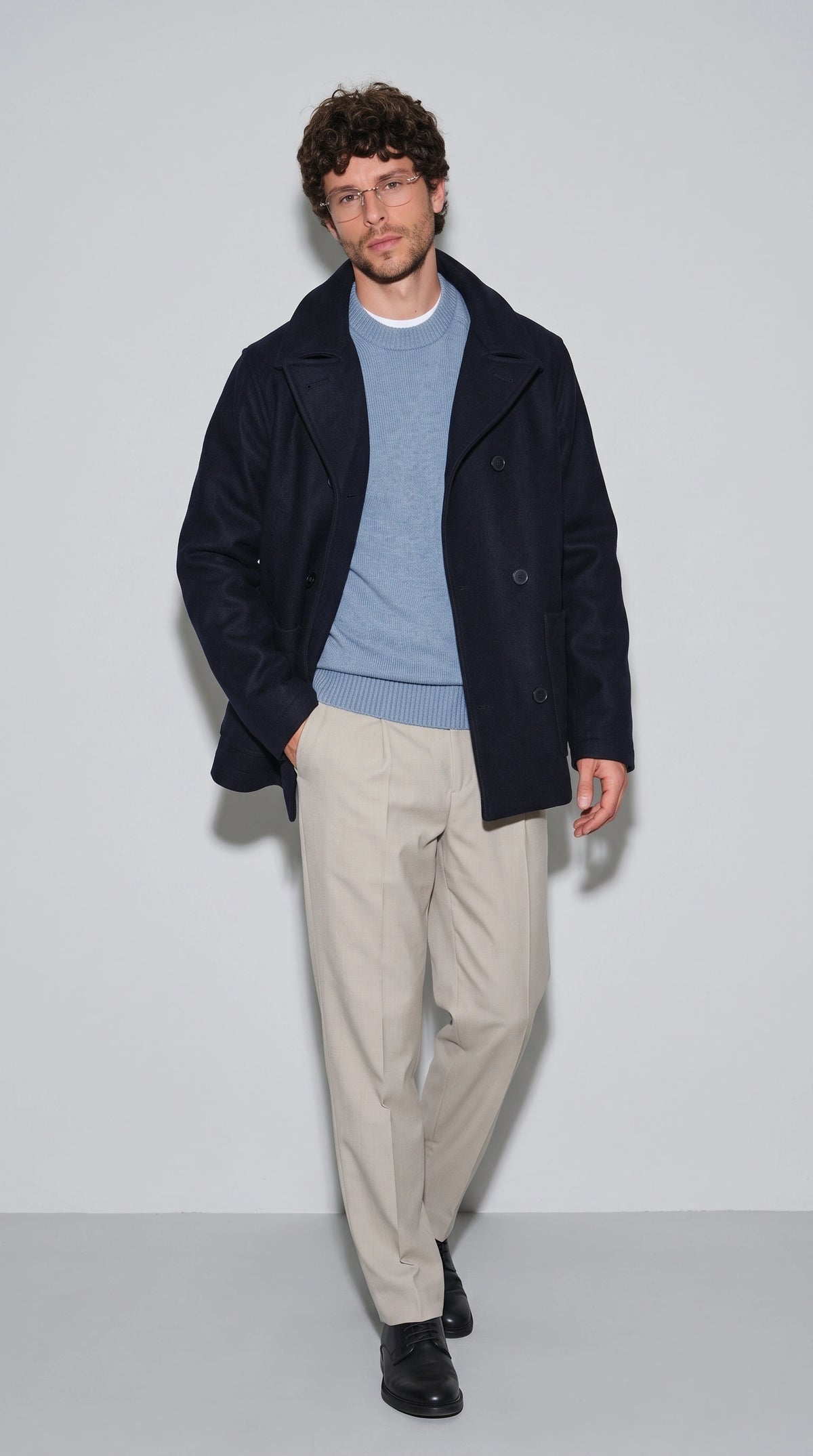 DARK NAVY BLUE WOOL COAT