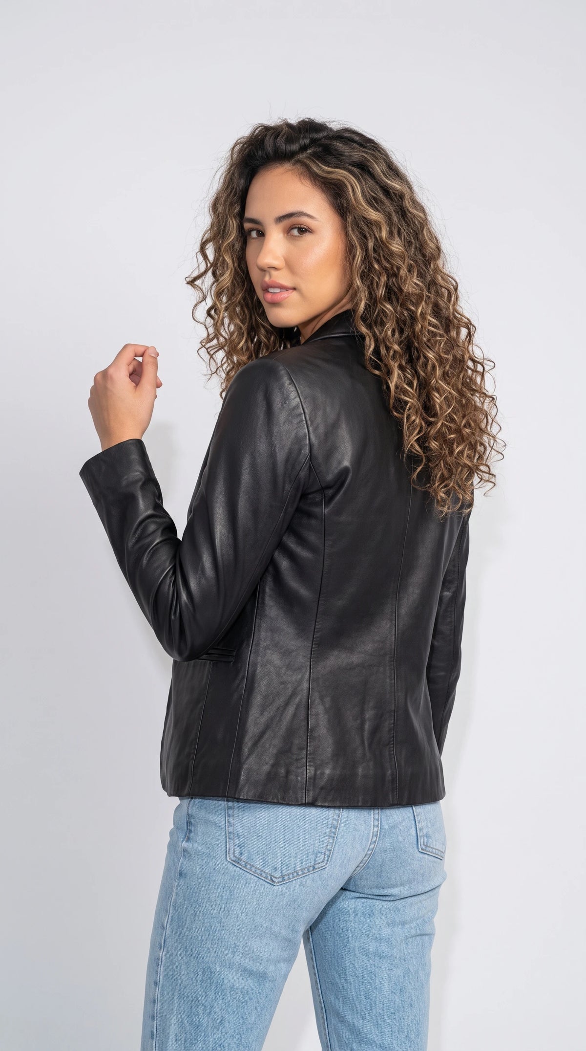 BLACK LEATHER BLAZER