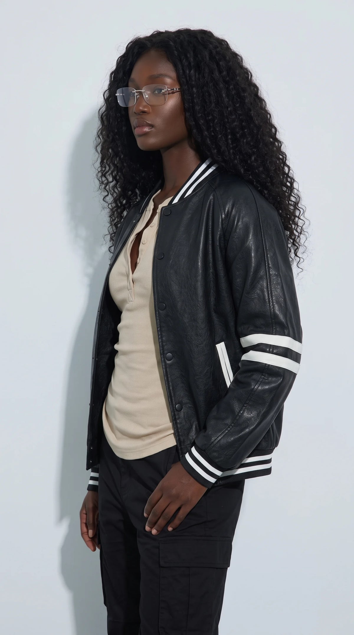 PREMIUM BLACK LEATHER BOMBER CAFE RACER JACKET