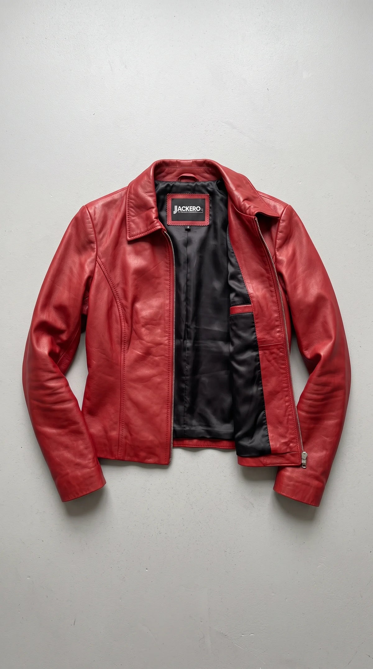 RED LEATHER CAFE RACER JACKET