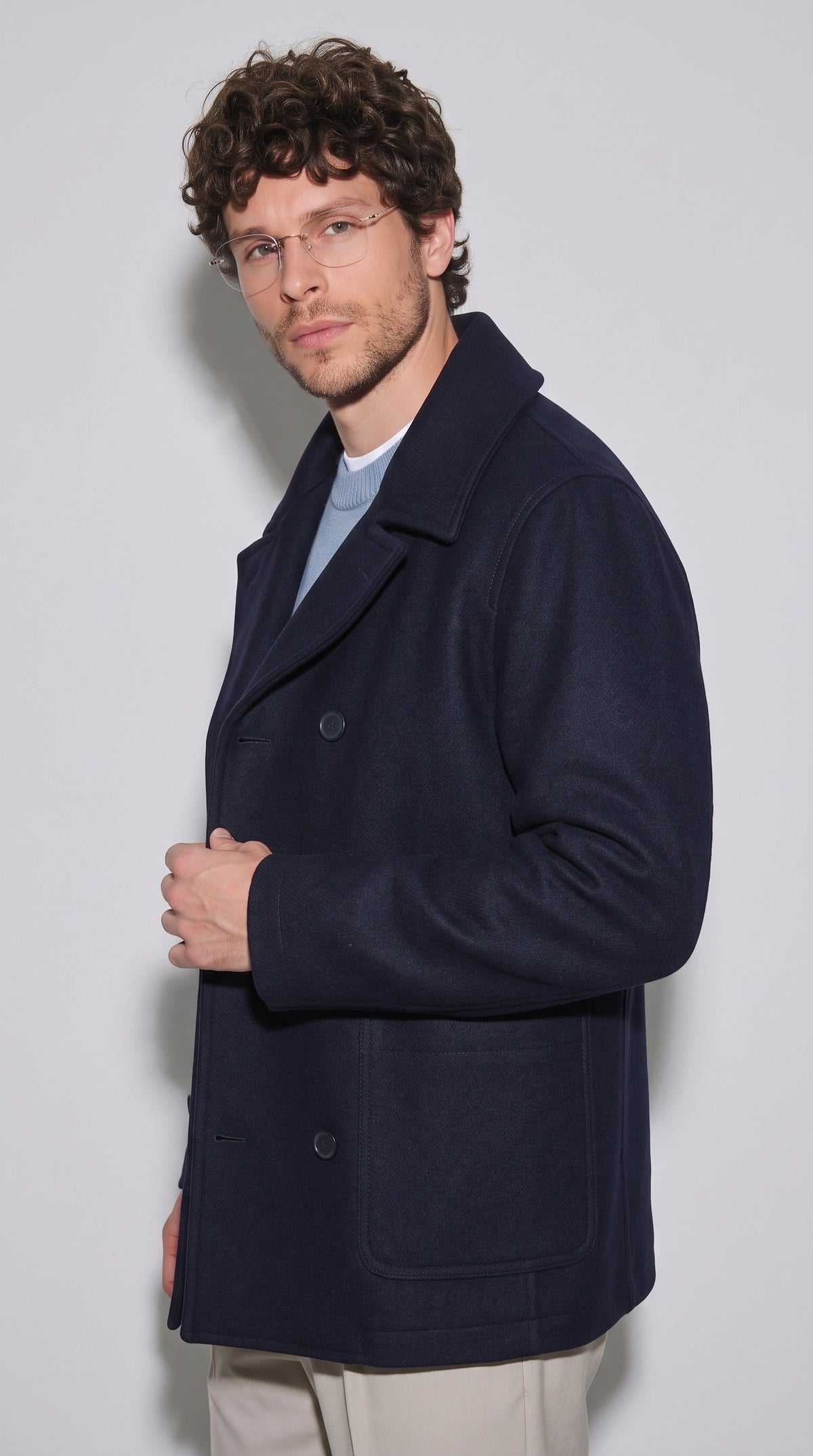 DARK NAVY BLUE WOOL COAT