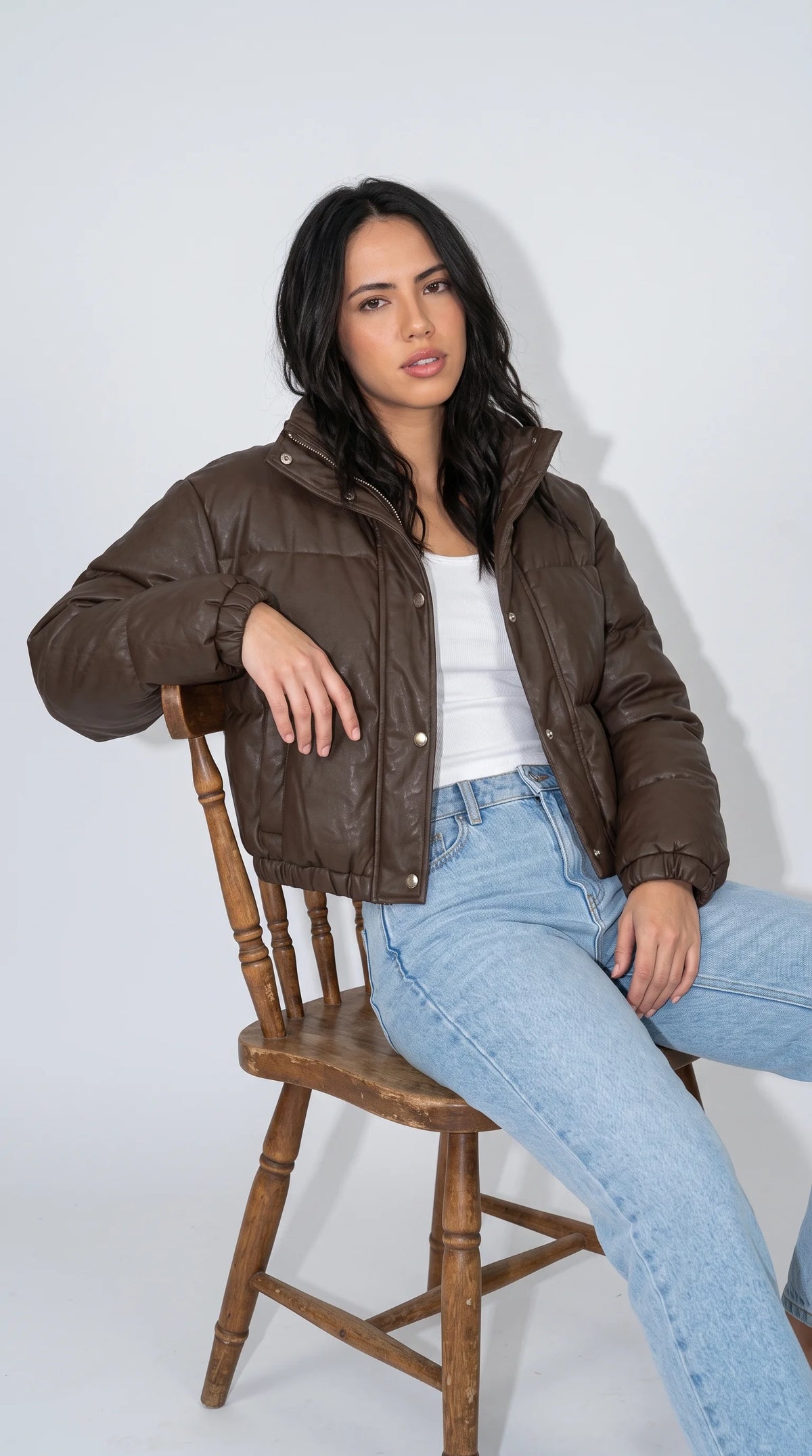 DARK CHOCOLATE BROWN PUFFER JACKET