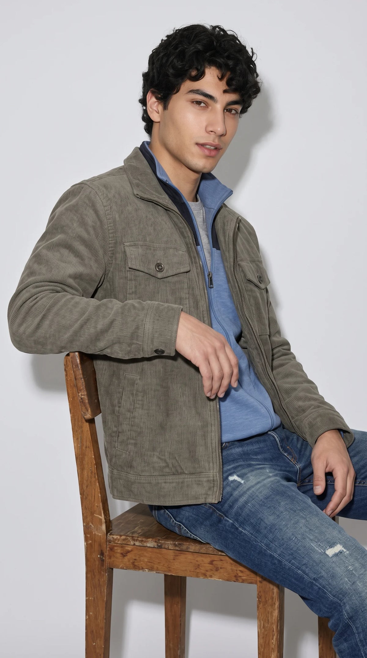 DARK GREY UTILITY SUEDE JACKET