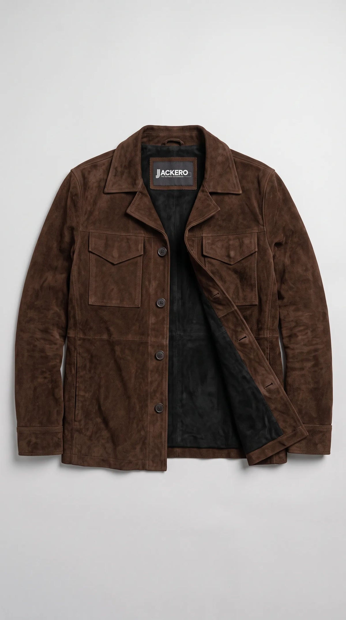 DARK BROWN SUEDE SHACKET