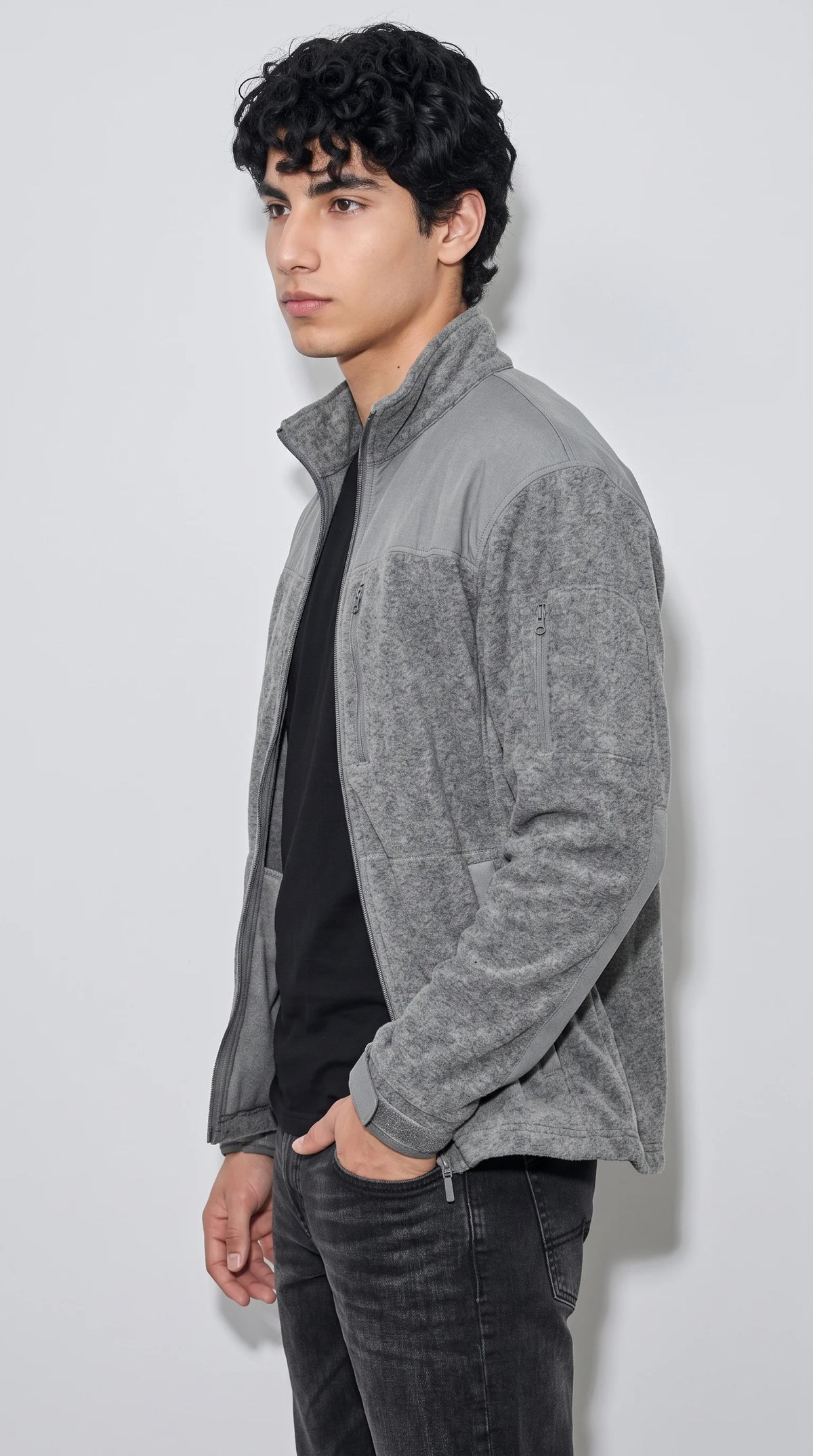 DARK GREY AND GREY SOFT SUEDE JACKET