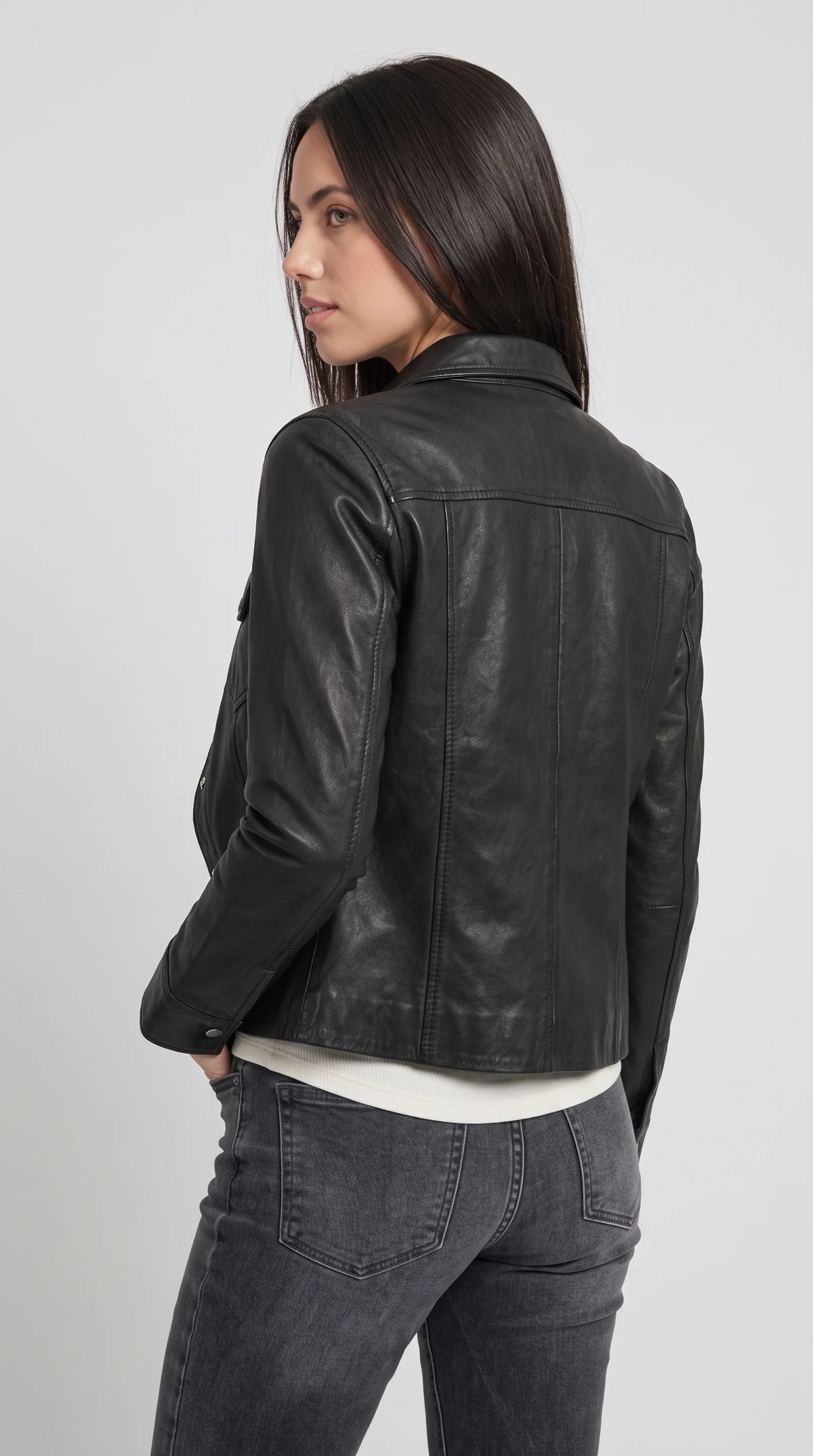 PREMIUM BLACK LEATHER TRUCKER JACKET