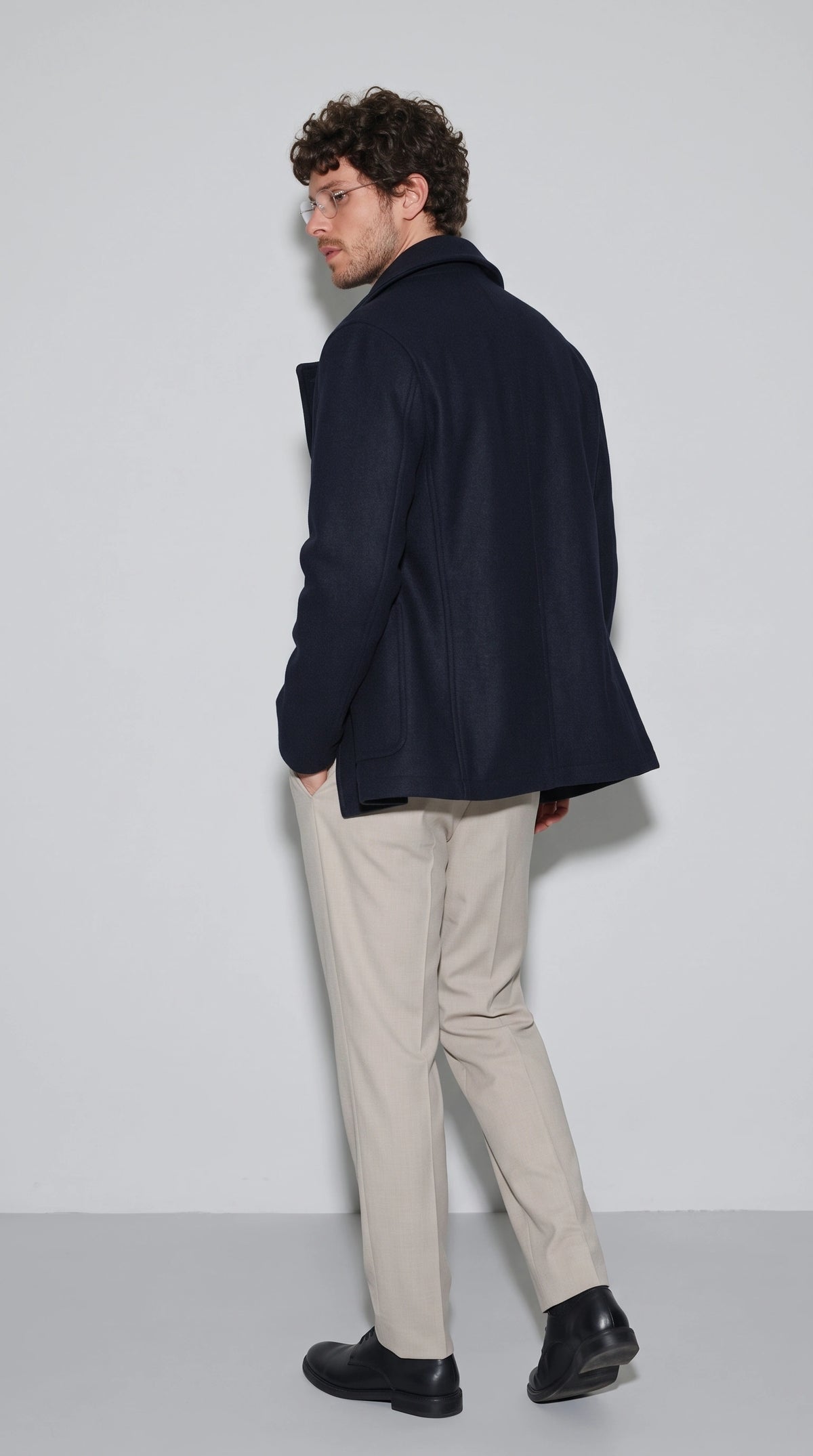 DARK NAVY BLUE WOOL COAT