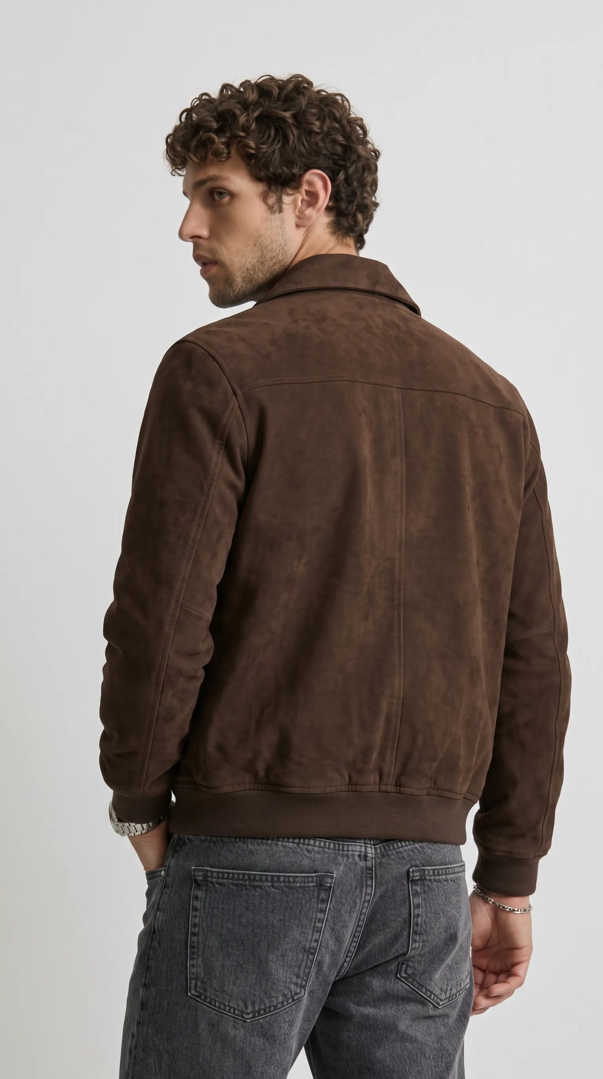 DARK CHOCOLATE BROWN BAGGY OVER-SIZE SUEDE JACKET