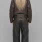 DARK CHOCOLATE BROWN LEATHER BAGGY OVERSIZED JACKET WITH SHEARLING