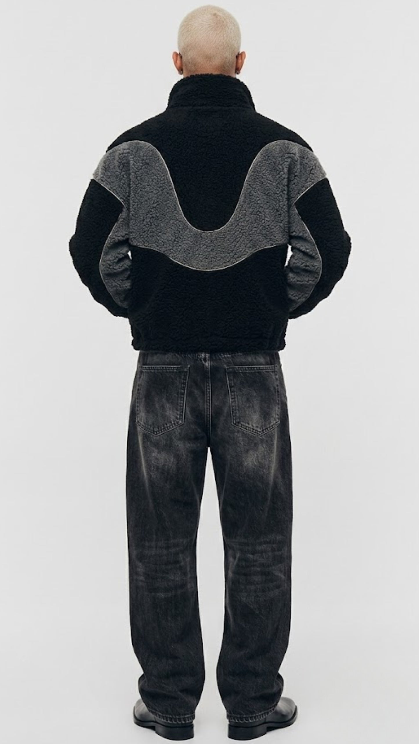 BLACK AND DARK GREY WOOL YK2 JACKET