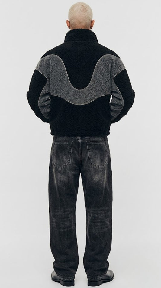 BLACK AND DARK GREY WOOL YK2 JACKET