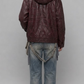DARK RED VINE LEATHER BAGGY OVERSIZED JACKET WITH BLACK FUR