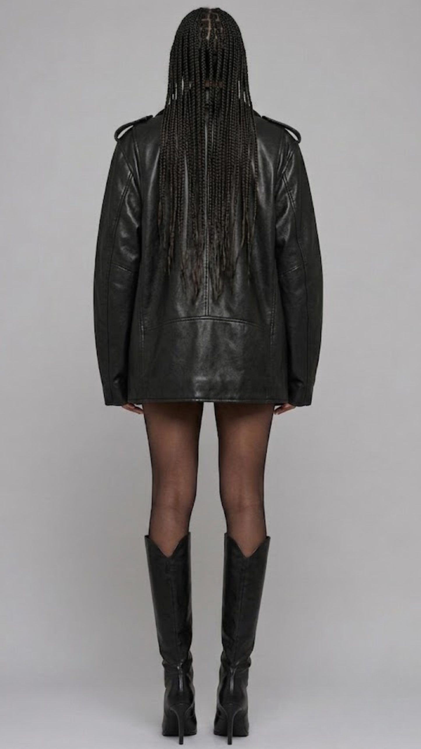DARKEST BLACK AVIATOR LEATHER BAGGY OVERSIZED JACKET