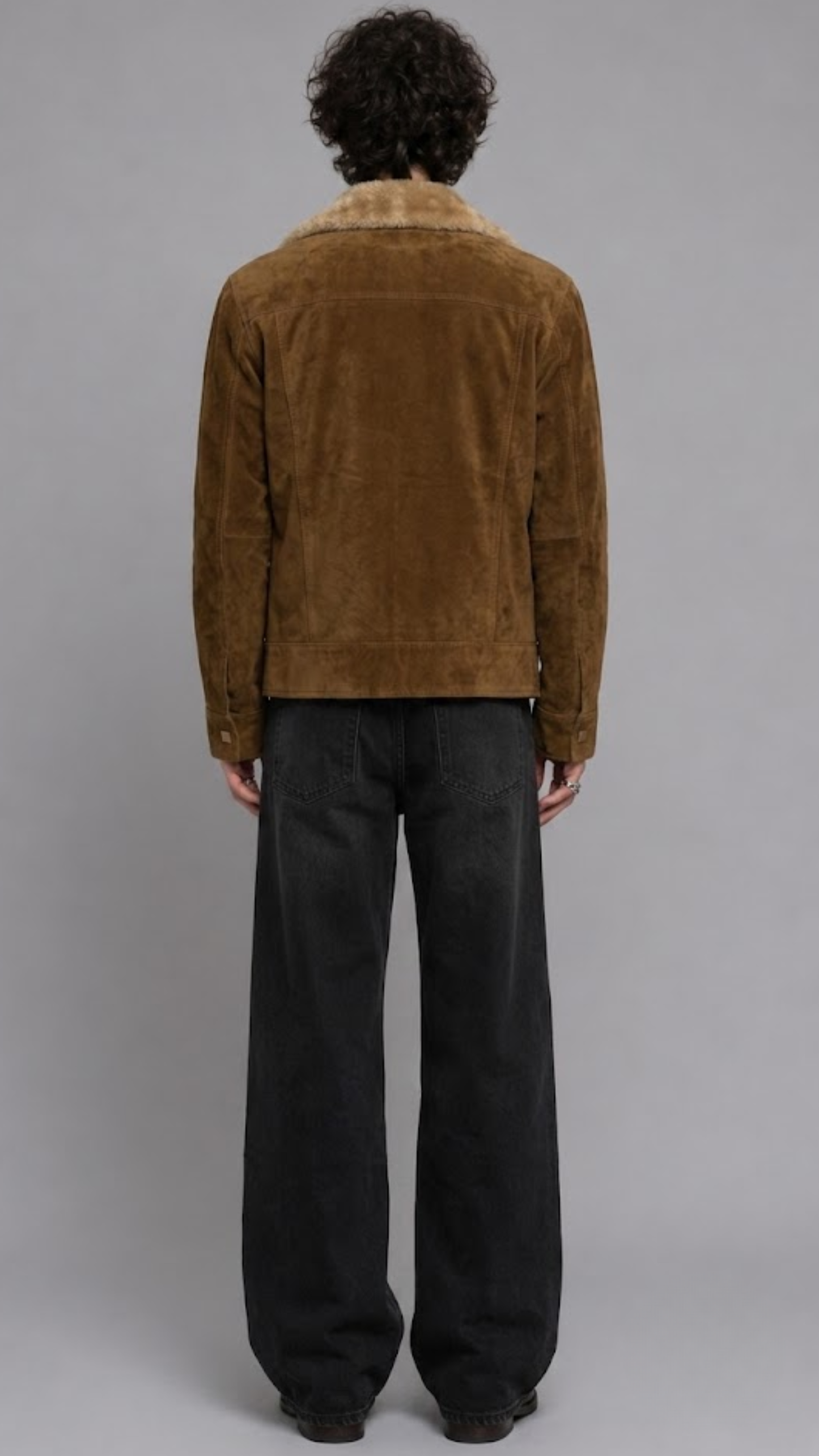 DARK MUSTARD SUEDE WESTERN JACKET WITH FUR