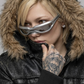 DARK BLACK LEATHER BAGGY OVERSIZED Y2K JACKET WITH BROWN FUR