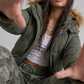 OLIVE PUFFER OVERSIZE JACKET WITH FUR