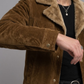 DARK MUSTARD SUEDE WESTERN JACKET WITH FUR