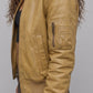 DARK MUSTARD LEATHER JACKET WITH FUR