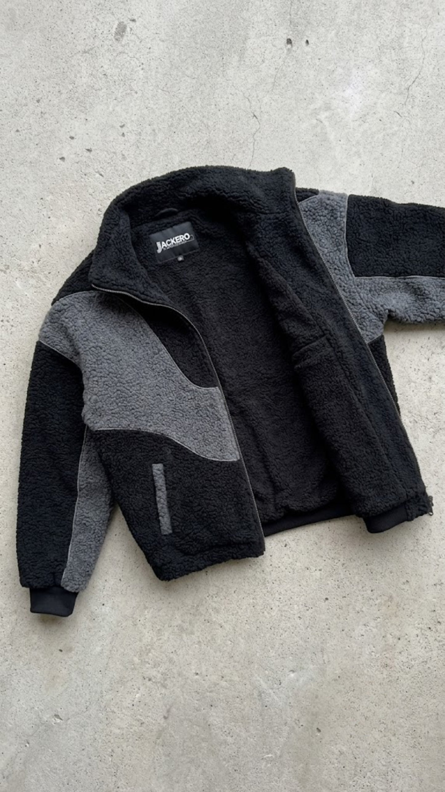BLACK AND DARK GREY WOOL YK2 JACKET