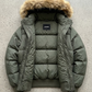 OLIVE PUFFER OVERSIZE JACKET WITH FUR