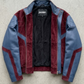 DARK RED SUEDE AND DARK BLUE LEATHER OVERSIZED JACKET