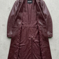 DARK RED VINE LONG LEATHER COAT