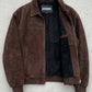 DARK CHOCOLATE BROWN BAGGY OVER-SIZE SUEDE JACKET