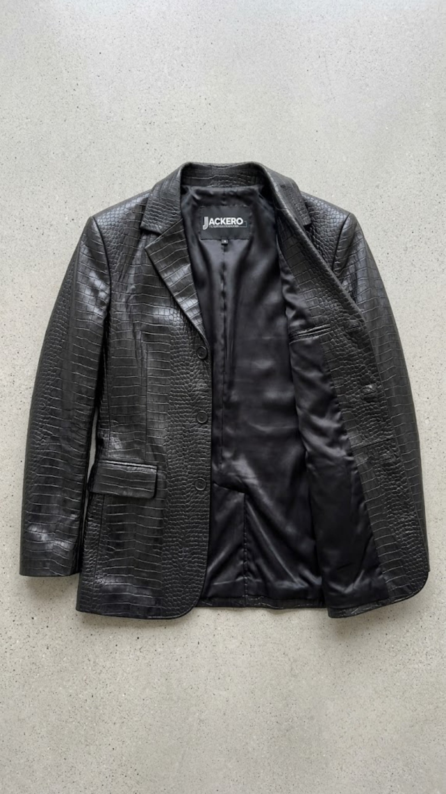 BLACK CROCODILE LEATHER WOMEN BLAZER