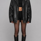 DARKEST BLACK AVIATOR LEATHER BAGGY OVERSIZED JACKET