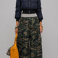 DARK NAVY PUFFER HIGH-WAIST CROPPED JACKET WITH FUR HOOD