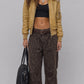 DARK MUSTARD LEATHER JACKET WITH FUR