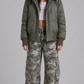 OLIVE PUFFER OVERSIZE JACKET WITH FUR