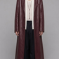 DARK RED VINE LONG LEATHER COAT