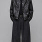 DARKEST BLACK LEATHER BAGGY JACKET