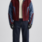 DARK RED SUEDE AND DARK BLUE LEATHER OVERSIZED JACKET