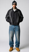 BLACK AND DARK GREY NYLON Y2K OVERSIZED JACKET