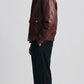 DARK RED LEATHER OVERSIZED BOMBER JACKET