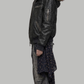 DARK BLACK LEATHER BAGGY OVERSIZED Y2K JACKET WITH BROWN FUR