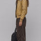 DARK MUSTARD LEATHER JACKET WITH FUR
